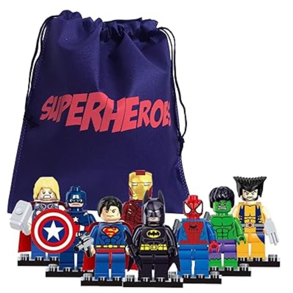 Superhero Lego Mini Building Block Action Figures 8PC With Pouch - Picture 1 of 8